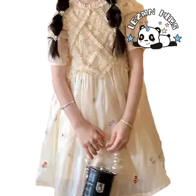 LEZONKIDS - 2024 High Quality summer flower girls dresses for wedding soft gown for kids girl party dress